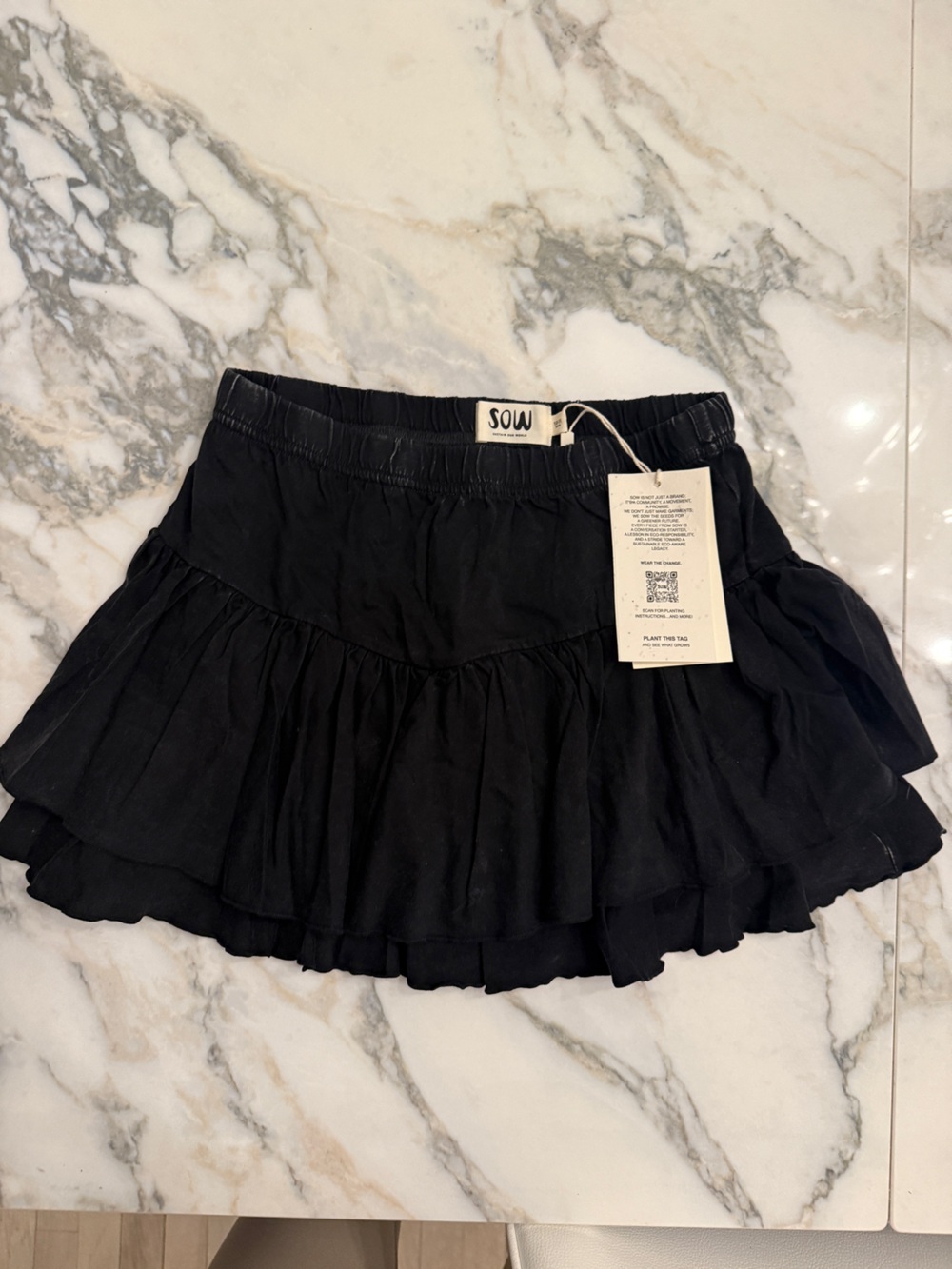 SO Black Ruffle Layered Skort